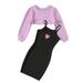 Baby Outfits For Girls S 2 Pcs Outfits Short Bodycon Dress And Crewneck Long Sleeve Crop Sweatshirts Skirt Set Baby Clothing Purple 6 Years-7 Years