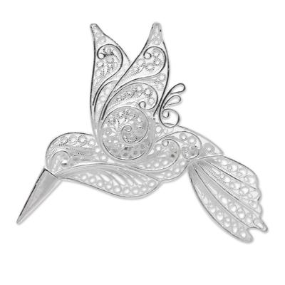 Intricate Hummingbird,'Sterling Silver Filigree Hu...