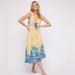 Free People Dresses | Free People Hot House Tropical Floral Deep-V Front And Back Midi Dress Size: 12 | Color: Blue/Yellow | Size: 12