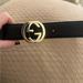 Gucci Accessories | Gucci Black Calfskin Leather Belt With Interlocking Gg Gold-Tone Buckle | Color: Black | Size: Os