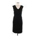 Ann Taylor Casual Dress - Sheath V Neck Sleeveless: Black Solid Dresses - Women's Size 8