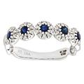 Naava Women's 9 ct White Gold Pave Set Diamond and Sapphire Ring, Size S