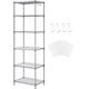 FTEYUET 6-Tier Metal Shelving Unit, Wire Shelving Unit, Kitchen Storage Unit Shelving Units for Storage, Heavy Duty Standing Shelf Units Shelves for Kitchen Laundry Organization (Silver)