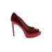 Enzo Angiolini Heels: Pumps Platform Cocktail Party Red Print Shoes - Women's Size 8 1/2 - Peep Toe
