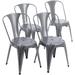 17 Stories Sharod Metal Slat Back Stacking Side Chair Dining Chair Set of 4 Metal in Gray | 31.5 H x 18.9 W x 14.8 D in | Wayfair