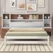 Red Barrel Studio® Gabrysia Platform Bed w/ Storage Headboard & Drawers, Bed Frame Wood in Brown/White | 45.1 H x 88.5 W x 86.8 D in | Wayfair
