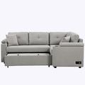 Gray Sectional - Latitude Run® Pull-out Sleeper Sofa w/ Wheels, USB Ports, Power Sockets for Living Room | 22.8 H x 87.4 W x 60.2 D in | Wayfair