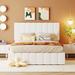 Latitude Run® Queen size Upholstered Platform bed w/ a Hydraulic Storage System Wood in Brown/White | 44.6 H x 57.4 W x 77.9 D in | Wayfair