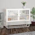 Latitude Run® Stylish Cabinet w/ 2 Fluted Glass Doors & Adjustable Shelf Metal in White | 35.4 H x 47.2 W x 13.7 D in | Wayfair