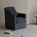 Armchair - Hokku Designs Virene 28.74" Wide Armchair Linen/Wood in White/Black/Brown | 37.4 H x 28.74 W x 29.53 D in | Wayfair