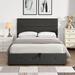 Red Barrel Studio® Fyvie bed, Platform Bed w/ Underneath Storage Upholstered/Metal/Linen in Gray | 44.5 H x 57.5 W x 78.1 D in | Wayfair