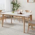 Corrigan Studio® Modern original wood color rock slab dining table & chair set Wood in Brown/White | 29.53 H x 31.5 W x 62.99 D in | Wayfair
