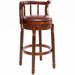 Darby Home Co Addia Swivel Stool Wood/Upholstered/Leather/Genuine Leather in Brown | 37.8 H x 21.7 W x 21.7 D in | Wayfair