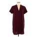 Lush Casual Dress - Shift V Neck Short sleeves: Burgundy Print Dresses - Women's Size Large
