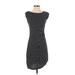 Ann Taylor LOFT Casual Dress - Bodycon Crew Neck Short sleeves: Black Stripes Dresses - Women's Size X-Small