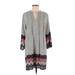 Collective Concepts Casual Dress - Shift V Neck 3/4 sleeves: Gray Dresses - Women's Size Medium