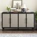 Wood Cabinet Storage Sideboard with Four Linen Cabinet Doors