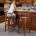 Seat Height 26'' Swivel Leather Wooden Bar Stools,360 Degree Swivel Bar Height Chair with Backs for Home Kitchen Counter