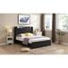 Full Size Bed Frame with 2 Storage Drawers, Upholstered Bed Frame with Wingback Headboard