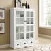 Storage Cabinet with Tempered Glass Doors Sideboard with Adjustable Shelf Display Cabinet with Triple Drawers