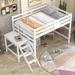 Pine Wood Twin/ Full Size Platform Loft Bed Frame w/ Ladder Unisex