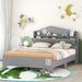 Wooden Full Size House Bed with Storage Headboard ,Kids Bed with Storage Shelf