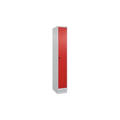 C+P Spind Classic PLUS, Sockel, 1 Abteil, HxBxT 195x30x50cm, Sicherheitsdrehriegel, Hellgrau/Rot von PROREGAL Image