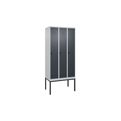 C+P Spind Classic PLUS, Gestell, 3 Abteile, HxBxT 212x90x50cm, Sicherheitsdrehriegel, Hellgrau/Anthrazit von PROREGAL Image