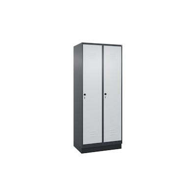 C+P Spind Classic PLUS, Sockel, 2 Abteile, HxBxT 195x80x50cm, Sicherheitsdrehriegel, Anthrazit/Hellgrau von PROREGAL Image