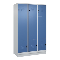 C+P Z-Spind Classic PLUS, Sockel, 6 Abteile, HxBxT 195x120x50cm, Sicherheitsdrehriegel, Hellgrau/Fernblau von PROREGAL Image