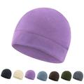 Unisex Windproof Fleece Warm Beanie Hat Cap Winter Ski Cycling Cap Breathable Helmet Liner Cap Purple