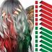 FESHFEN Colored Hair Extension 12 PCS Red and Green Clip in Hair Extensions Highlight Colorful Hair Piece Straight Synthetic Hairpieces for Women Girls Daily Party Christmas 22 inch