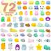 72Pcs/set Squishies Squishy Toys Set for Kids Party Favors Mini Kawaii Animals Mochi Squishy Toy Fidget Toys Packs Stress Reliever Anxiety Toys for Boys & Girls