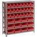 7 Shelf Steel Shelving With (36) 4 H Plastic Shelf Bins Red 36X12x39