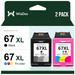 67XL Ink Cartridges for HP Ink 67 67XL for HP DeskJet 2700 2700e 2755e 2755 4155e 4155 Envy 6055e 6455e 6400 6055 Envy Pro 6452 6458 6475 (1 Black 1 Color)