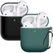 Compatible with AirPods Case Cover Silicone Protective Skin for Airpods Case 2&1 (2 Pack) Black/Midnight Green