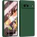 3 in 1 for Google Pixel 6 Case with 2 Pack Screen Protector with Full Camera Cover Protectionï¼ŒLiquid Silicone Slim Shockproof Protective Phone Case [Microfiber Lining] (Alpine Green)