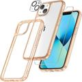 TYPPKMM5 in 1 Designed for 13 Case [Not-Yellowing] with 2X Tempered Glass Screen Protector + 2X Camera Lens Protector Shockproof Slim Cover 6.1 inch Rose Gold