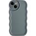 Solid Color Curly Wave Frame Soft Compatible with iPhone Case (Grey iPhone 14 Plus)