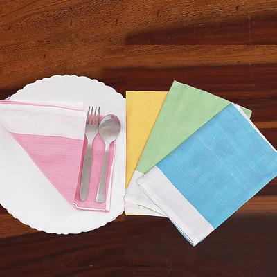Colorful Meals,'Set of 4 Handwoven Colorful Cotton Napkins'