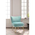 Blue Velvet Armless Wingback Accent Chair with Gold Metal Legs