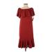 Lularoe Casual Dress - Midi Boatneck Short sleeves: Red Print Dresses - New - Women's Size Small