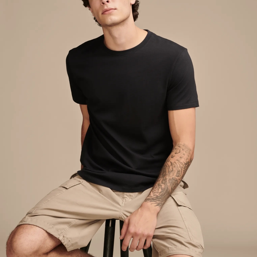 Lucky Brand Supima Short Sleeve Crew Tee - Men's Clothing Tops Shirts Tee Graphic T Shirts in Jet Black, Size 2XL
