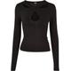 Longsleeve URBAN CLASSICS "Damen Ladies Crossed Cut Out Longsleeve" Gr. L, schwarz (black) Damen Shirts V-Shirts