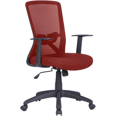 Bürostuhl BYLIVING "Long", rot (ziegelrot, schwarz), Webstoff, Kunststoff, 100% Polyester, Stühle, Mesh-Webstoff in schwarz, Wippmechanik mit Härtegradeinstellung Image