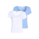 T-Shirt TOMMY JEANS "TJW 2PACK HENLEY SS RIB TEE" Gr. M (38), blau (white, blue) Damen Shirts Jersey