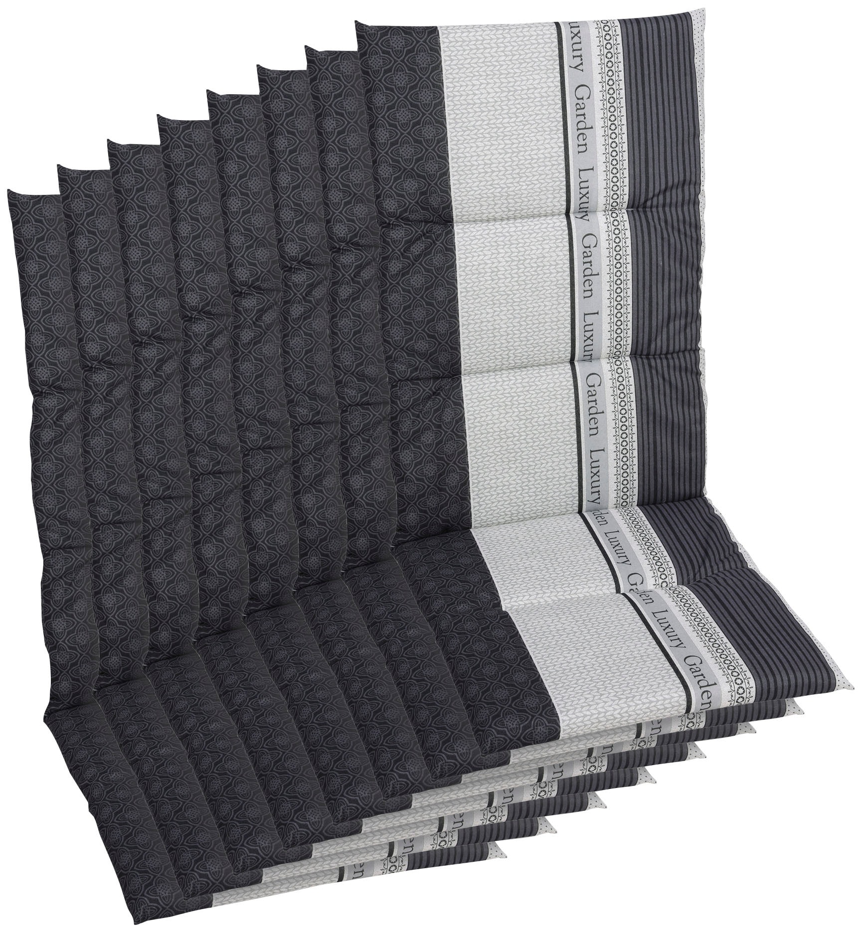 Hochlehnerauflage GO-DE "Amalfi", grau, B:48cm H:4cm T:118cm, Baumwolle, Polyester, Polyurethan, Polsterauflagen, 118x48 cm