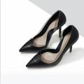 Zara Shoes | New Zara Black D’orsay Vinyl Heel Court Shoe Pump | Color: Black/Gray | Size: 6