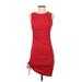 Shein Casual Dress - Mini: Red Solid Dresses - Women's Size Small