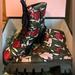 Kate Spade Shoes | Kate Spade Merritt Lug Boots Rose Brocade Booties Blk Red Pink 7.5 Nib Host Pick | Color: Black/Red | Size: 7.5